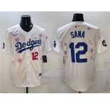 Men's Los Angeles Dodgers #12 Sana White 2025 Tokyo Series Limited Stitched Baseball Jersey