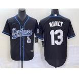 Men's Los Angeles Dodgers #13 Max Muncy Black With Patch Cool Base Stitched Baseball Jersey