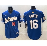 Men's Los Angeles Dodgers #16 Will Smith Royal 2026 Gold Collection 9x & B2B Champs Patch Stitched Baseball Jersey
