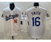 Men's Los Angeles Dodgers #16 Will Smith White 2026 Gold Collection 9x & B2B Champs Patch Stitched Baseball Jersey