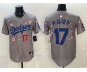 Men's Los Angeles Dodgers #17 大谷翔平 Grey 2025 Tokyo Series Limited Stitched Baseball Jersey