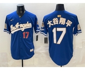 Men's Los Angeles Dodgers #17 大谷翔平 Royal 2026 Gold Collection 9x & B2B Champs Patch Stitched Baseball Jersey