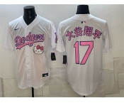 Men's Los Angeles Dodgers #17 大谷翔平 White Pink 2025 Hello Kitty Vapor Limited Stitched Baseball Jersey