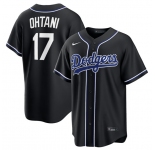 Men's Los Angeles Dodgers #17 Shohei Ohtani 2026 Black Out Stitched Baseball Jersey