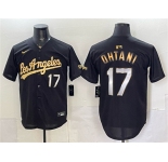 Men's Los Angeles Dodgers #17 Shohei Ohtani Black Gold Limited Stitched Baseball Jersey