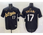 Men's Los Angeles Dodgers #17 Shohei Ohtani Black Gold Limited Stitched Baseball Jersey