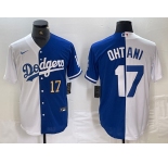 Men's Los Angeles Dodgers #17 Shohei Ohtani Number White Blue Two Tone Stitched Baseball Jerseys