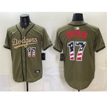 Men's Los Angeles Dodgers #17 Shohei Ohtani Olive 2026 Armed Forces Day 250 Fourth of July Stitched Baseball Jersey