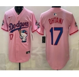 Men's Los Angeles Dodgers #17 Shohei Ohtani Pink Hello Kitty 2025 World Series Champions Limited Jersey