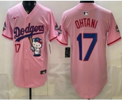 Men's Los Angeles Dodgers #17 Shohei Ohtani Pink Hello Kitty 2025 World Series Champions Limited Jersey