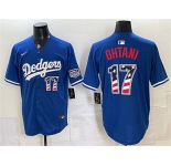 Men's Los Angeles Dodgers #17 Shohei Ohtani Royal 250 Fourth of July Stitched Baseball Jersey
