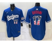 Men's Los Angeles Dodgers #17 Shohei Ohtani Royal 250 Fourth of July Stitched Baseball Jersey