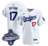 Men's Los Angeles Dodgers #17 Shohei Ohtani White 2025 Champions Stitched Baseball Jersey
