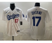 Men's Los Angeles Dodgers #17 Shohei Ohtani White 2025 World Series Home Limited Stitched Baseball Jersey