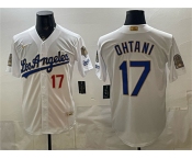 Men's Los Angeles Dodgers #17 Shohei Ohtani White 2026 Gold Collection 9x & B2B Champs Patch Stitched Baseball Jersey