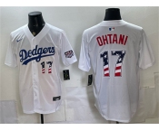Men's Los Angeles Dodgers #17 Shohei Ohtani White 250 Fourth of July Home Stitched Baseball Jersey
