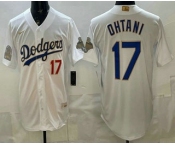 Men's Los Angeles Dodgers #17 Shohei Ohtani White Gold World Series Champions Collection Limited Jersey