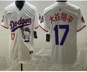 Men's Los Angeles Dodgers #17 Shohei Ohtani White Japanese Hello Kitty 2025 World Series Champions Limited Jersey