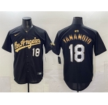 Men's Los Angeles Dodgers #18 Yoshinobu Yamamoto Black Gold Limited Stitched Baseball Jersey