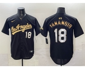 Men's Los Angeles Dodgers #18 Yoshinobu Yamamoto Black Gold Limited Stitched Baseball Jersey