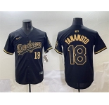 Men's Los Angeles Dodgers #18 Yoshinobu Yamamoto Black Gold Limited Stitched Jersey