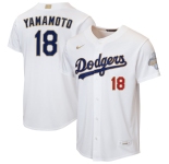 Men's Los Angeles Dodgers #18 Yoshinobu Yamamoto Nike White 2026 Gold Collection Home Replica Jersey