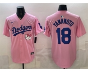 Men's Los Angeles Dodgers #18 Yoshinobu Yamamoto Pink 2025 Hello Kitty Vapor Limited Stitched Baseball Jersey