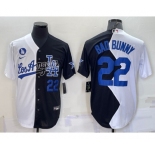 Men's Los Angeles Dodgers #22 Bad Bunny White Black Number 2022 Celebrity Softball Game Cool Base Jersey