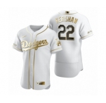 Men's Los Angeles Dodgers #22 Clayton Kershaw Nike White Authentic Golden Edition Jersey