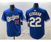 Men's Los Angeles Dodgers #22 Clayton Kershaw Royal Limited Stitched Baseball Jersey