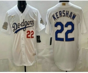 Men's Los Angeles Dodgers #22 Clayton Kershaw White Gold World Series Champions Collection Limited Jersey