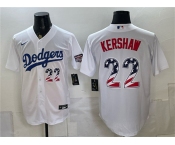 Men's Los Angeles Dodgers #22 Clayton Kershaw White USA 250 Fourth of July Home Stitched Baseball Jersey
