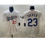 Men's Los Angeles Dodgers #23 Kyle Tucker White 2026 Gold Collection Stadium Stitched Baseball Jersey