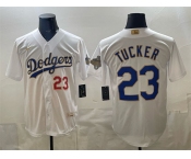 Men's Los Angeles Dodgers #23 Kyle Tucker White 2026 Gold Collection Stadium Stitched Baseball Jersey