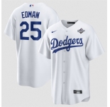 Men's Los Angeles Dodgers #25 Tommy Edman White 2025 World Series Home Cool Base Stitched Baseball Jersey