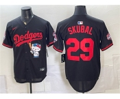 Men's Los Angeles Dodgers #29 Tarik Skubal Black Hello Kitty Night 2025 World Series Champions Patch Stitched Baseball Jersey