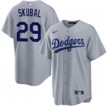 Mens Los Angeles Dodgers #29 Tarik Skubal Gray Cool Base Stitched Baseball Jersey