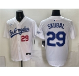 Men's Los Angeles Dodgers #29 Tarik Skubal White Alternate Stadium Stitched Baseball Jersey