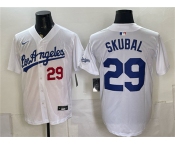 Men's Los Angeles Dodgers #29 Tarik Skubal White Alternate Stadium Stitched Baseball Jersey