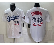 Men's Los Angeles Dodgers #29 Tarik Skubal White USA 250 Fourth of July Home Stitched Baseball Jersey