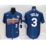 Men's Los Angeles Dodgers #3 Chris Taylor Number Rainbow Blue Red Pinstripe Mexico Cool Base Nike Jersey