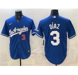 Men's Los Angeles Dodgers #3 Edwin DÃaz Royal Alternate Stadium Stitched Baseball Jersey