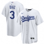Men's Los Angeles Dodgers #3 Edwin DÃaz White Cool Base Stitched Baseball Jersey