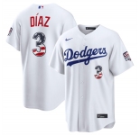 Men's Los Angeles Dodgers #3 Edwin Díaz White USA 250 Fourth of July Home Stitched Baseball Jersey