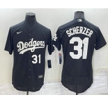 Men's Los Angeles Dodgers #31 Max Scherzer Number Black Turn Back The Clock Stitched Cool Base Jersey