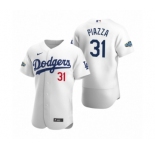 Men's Los Angeles Dodgers #31 Mike Piazza 2020 Home Patch White Authentic Jersey