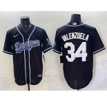 Men's Los Angeles Dodgers #34 Fernando Valenzuela Black Fashion Stitched Baseball Jersey