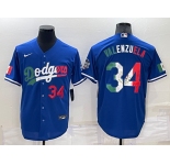 Mens Los Angeles Dodgers #34 Toro Valenzuela Royal Mexico Cool Base Stitched Baseball Jersey