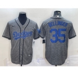 Men's Los Angeles Dodgers #35 Cody Bellinger Grey Gridiron Cool Base Stitched Baseball Jersey