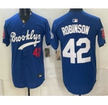 Men's Los Angeles Dodgers #42 Jackie Robinson Blue 1955 Throwback Jersey